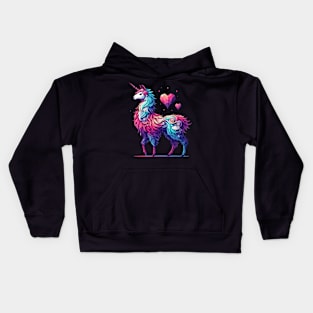 Trendy doodle rainbow llamacorn unicorn llama of love Kids Hoodie